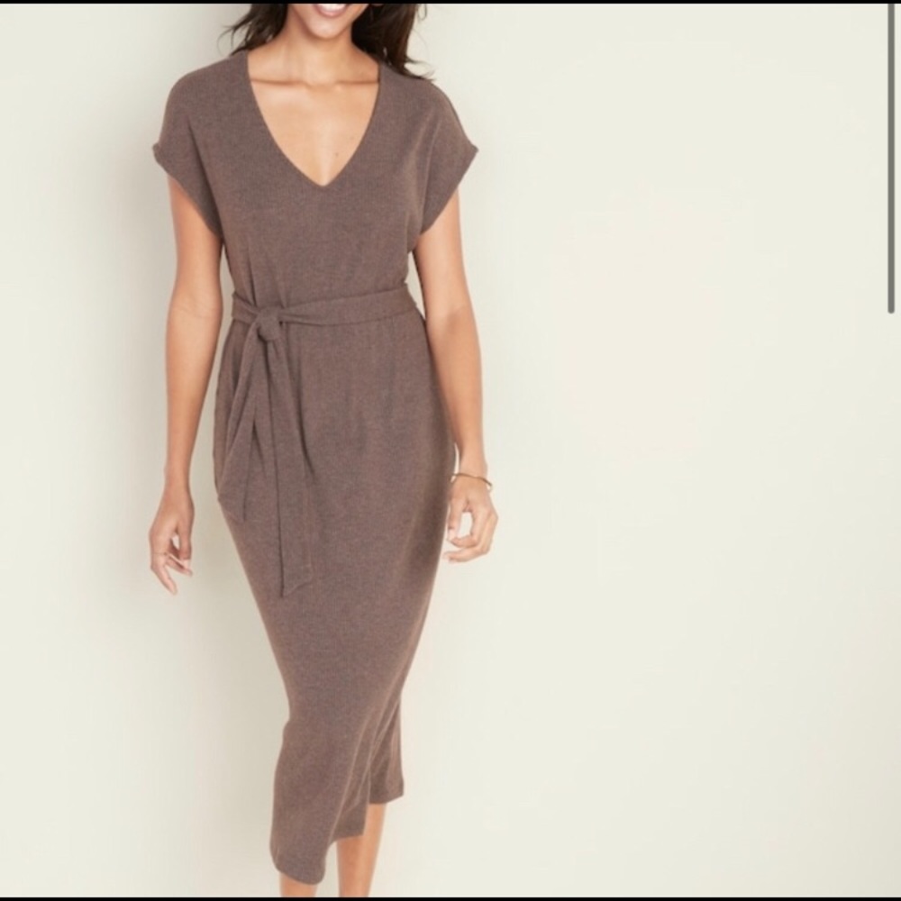 Maxi dress in soft ribbed fabric